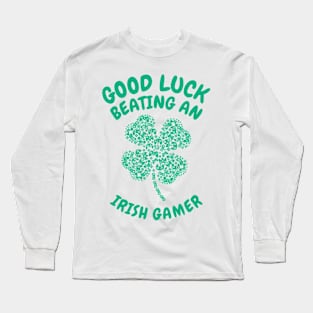 St. Patrick's Day Gaming Shamrock Gamer Video Games Long Sleeve T-Shirt